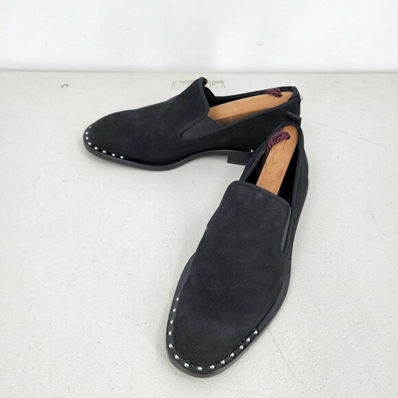 Design Lab Lord & Taylor Roslyn Studded Loafers Nubuck Leather Black Size 6 NWOB - Picture 2 of 11